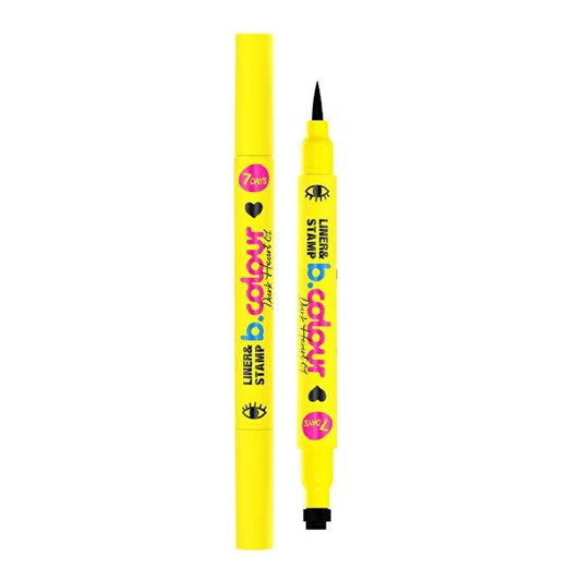 7Days B.Colour Vegan Liquid Eyeliner with Stamp - Dark Heart (01), Long-Lasting, Cruelty-Free Cosmetics for Precise Eye Makeup