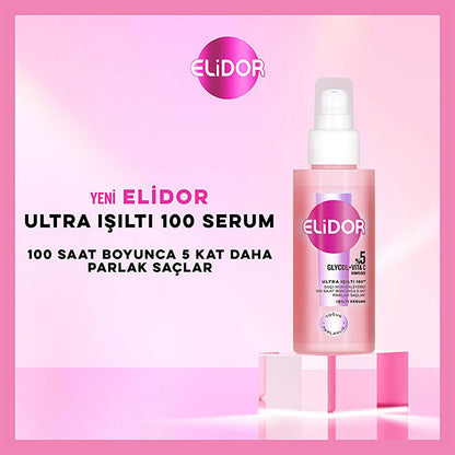 Elidor Ultra I_õltõ 100 I_õltõ Serum - Intense Shine Hair Serum for Dry, Damaged Hair - 3.04 fl oz