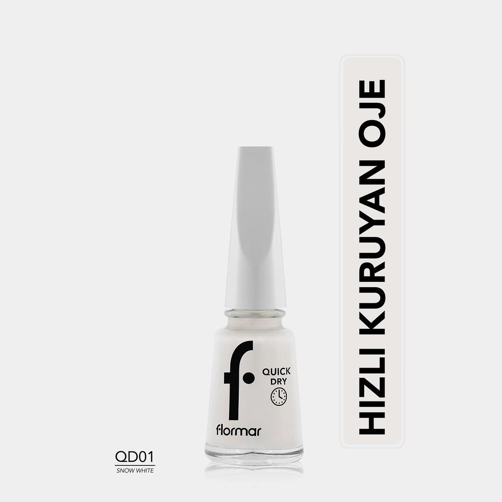 Flormar Quick Dry Nail Polish 001 Snow White Fast Drying