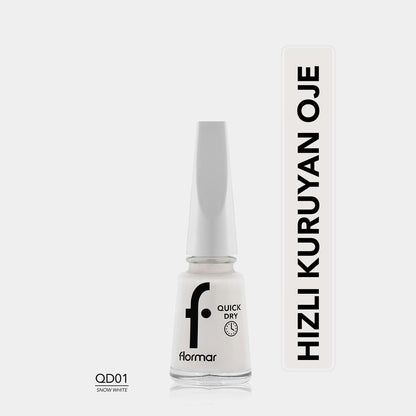 Flormar Quick Dry Nail Polish 001 Snow White Fast Drying
