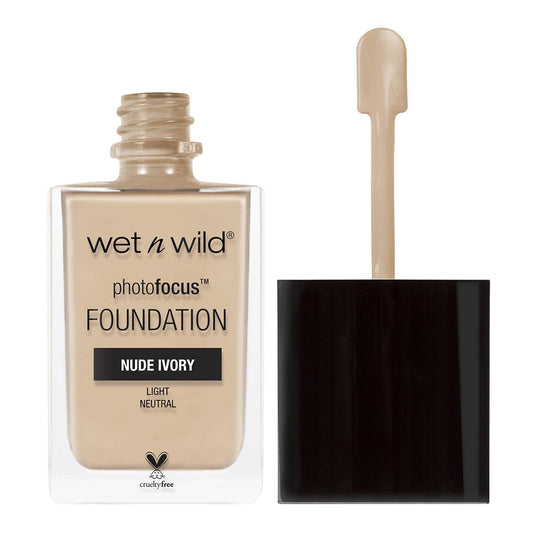Wet n Wild Photo Focus Foundation Nude Ivory - High Coverage Matte Liquid Foundation for Flawless Finish