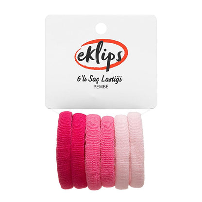 Eklips Pink Hair Ties Gentle Hold Hair Elastics 6-Pack