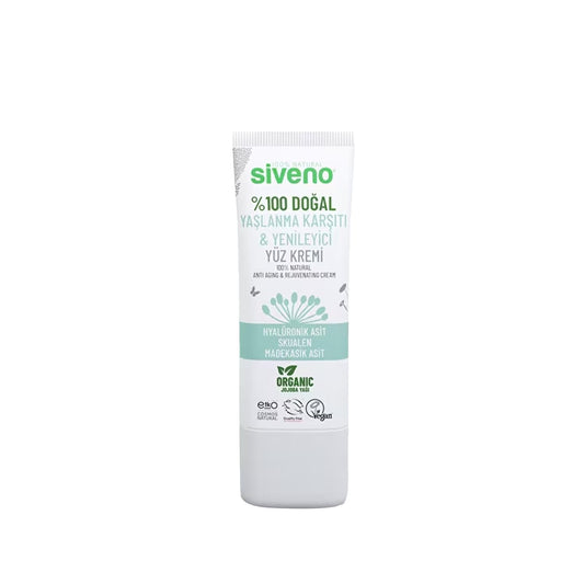 Siveno Natural Anti-Aging Face Cream - 100% Organic & Rejuvenating Facial Moisturizer for Aging Skin, 1.01 fl oz
