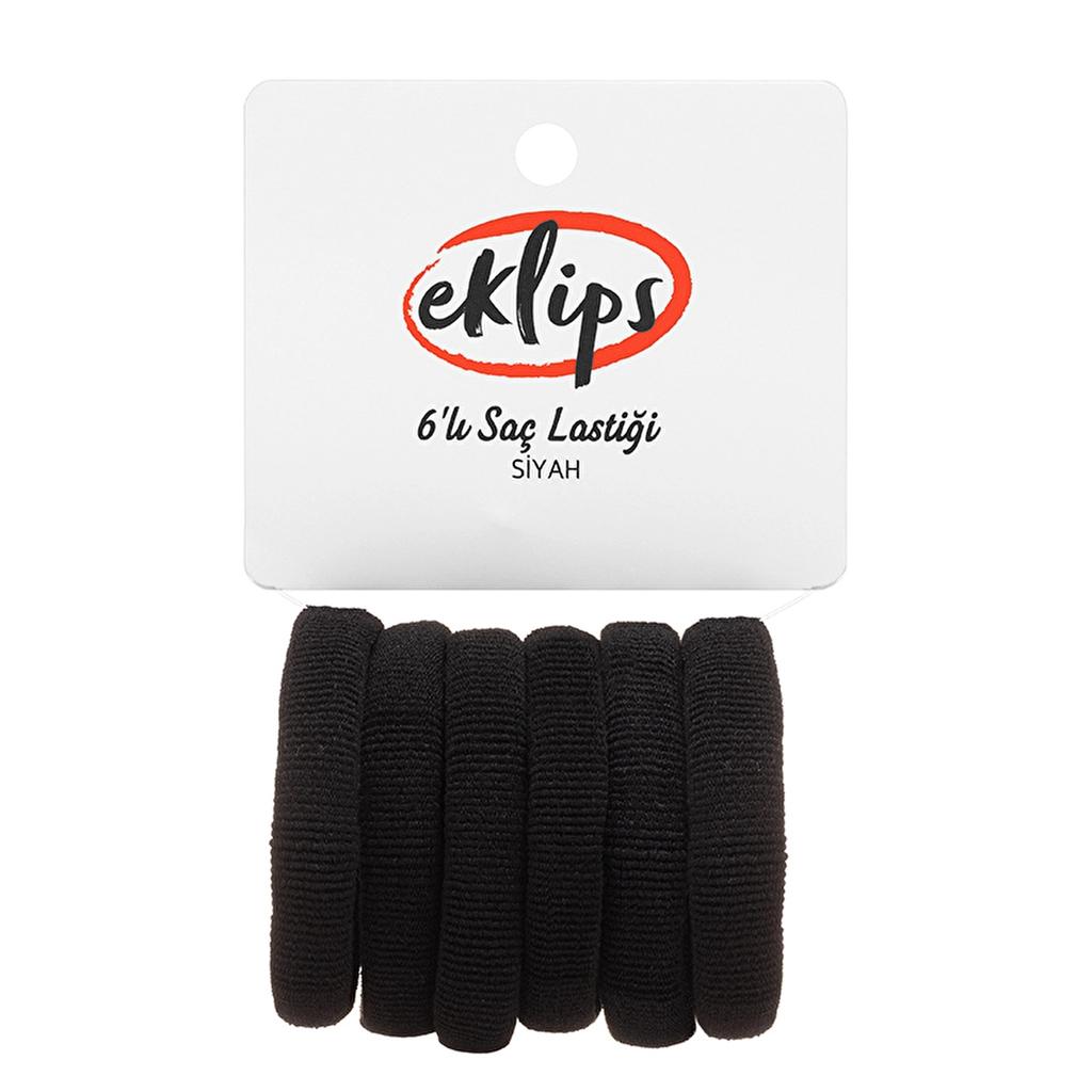 Eklips Black Hair Elastics No-Damage Hair Ties 6-Pack