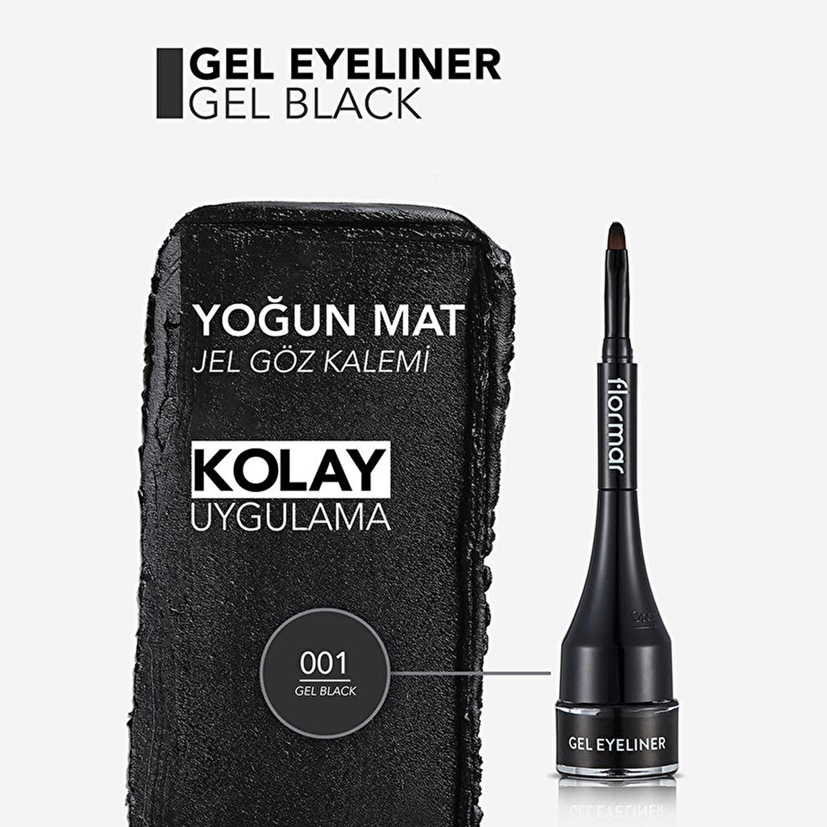 Flormar Gel Eyeliner GE01 Gel Black - Long Lasting, High Pigment, Matte Finish with Coconut Oil