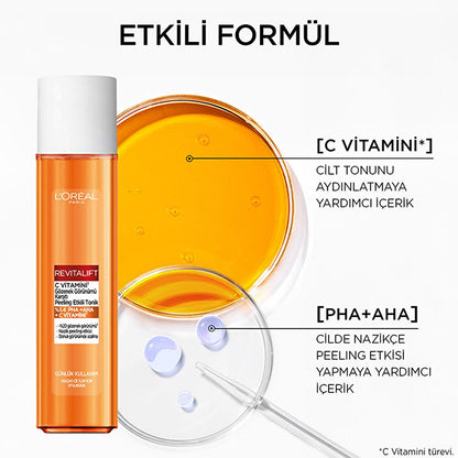 L'Oreal Paris Revitalift Vitamin C Toner: Exfoliating PHA AHA, Brightens Dull Skin & Minimizes Pores - Gentle & Effective