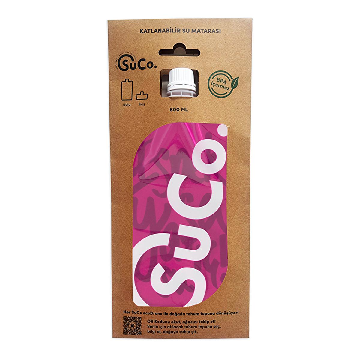SuCo Pink 2.0 Collapsible Water Bottle - Eco-Friendly, BPA-Free, 20.29 fl oz Reusable Container