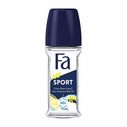 Fa Sport Men's Deodorant Roll-On - Natural Freshness, Anti-White Stain, 1.69 fl oz
