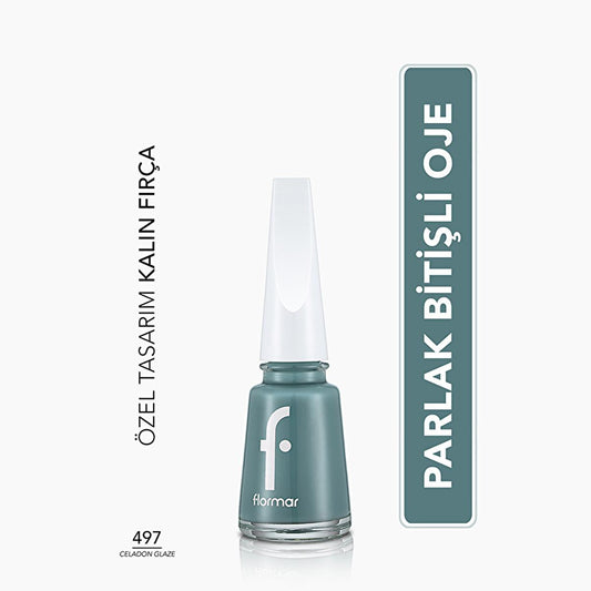 Flormar Nail Enamel High Pigment 497 Celadon Glaze - Long-Lasting Nail Polish