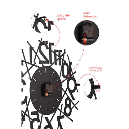 Muyika 41x41cm Modern Metal Silent Wall Clock - Large Decorative Timepiece for Home