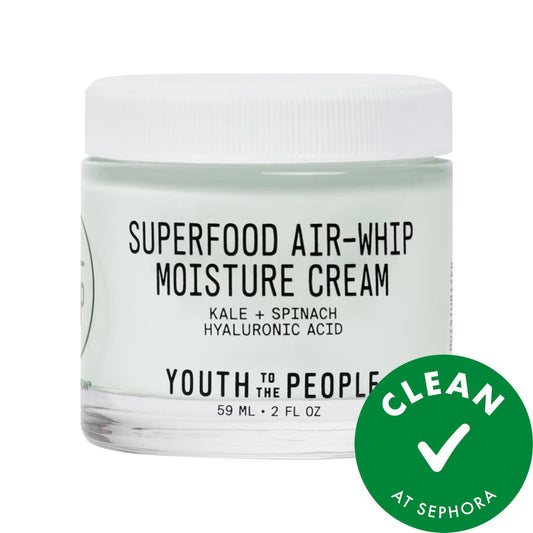 Superfood - Lightweight Air-Whip Face Moisturizer with Hyaluronic Acid, Vegan & Cruelty-Free, 48H Hydration