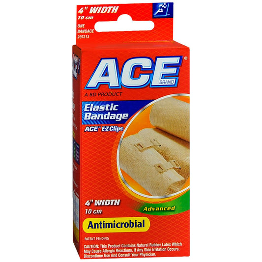 ACE Brand Elastic Bandage with Metal Clips, 4-Inch Width – Moderate Support & Compression Wrap