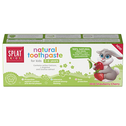 Splat Children's Toothpaste - Natural Strawberry & Cherry Flavor for Kids Aged 2-6 Years