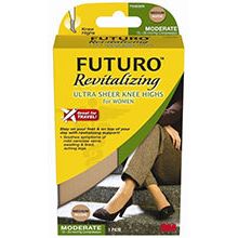 FUTURO Revitalizing Ultra Sheer Knee Highs for Women, Mild Compression 15-20 mmHg, Nude, Large, 1 Pair