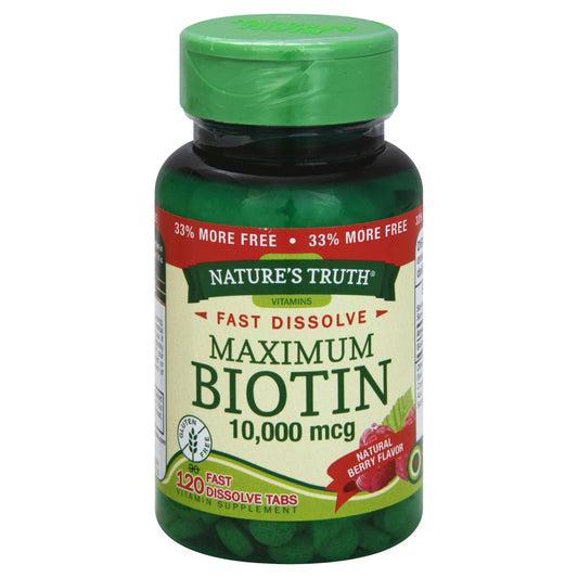 Nature's Truth Tablets Fast Dissolve Maximum Natural Berry Flavor 10,000 Mcg Biotin
