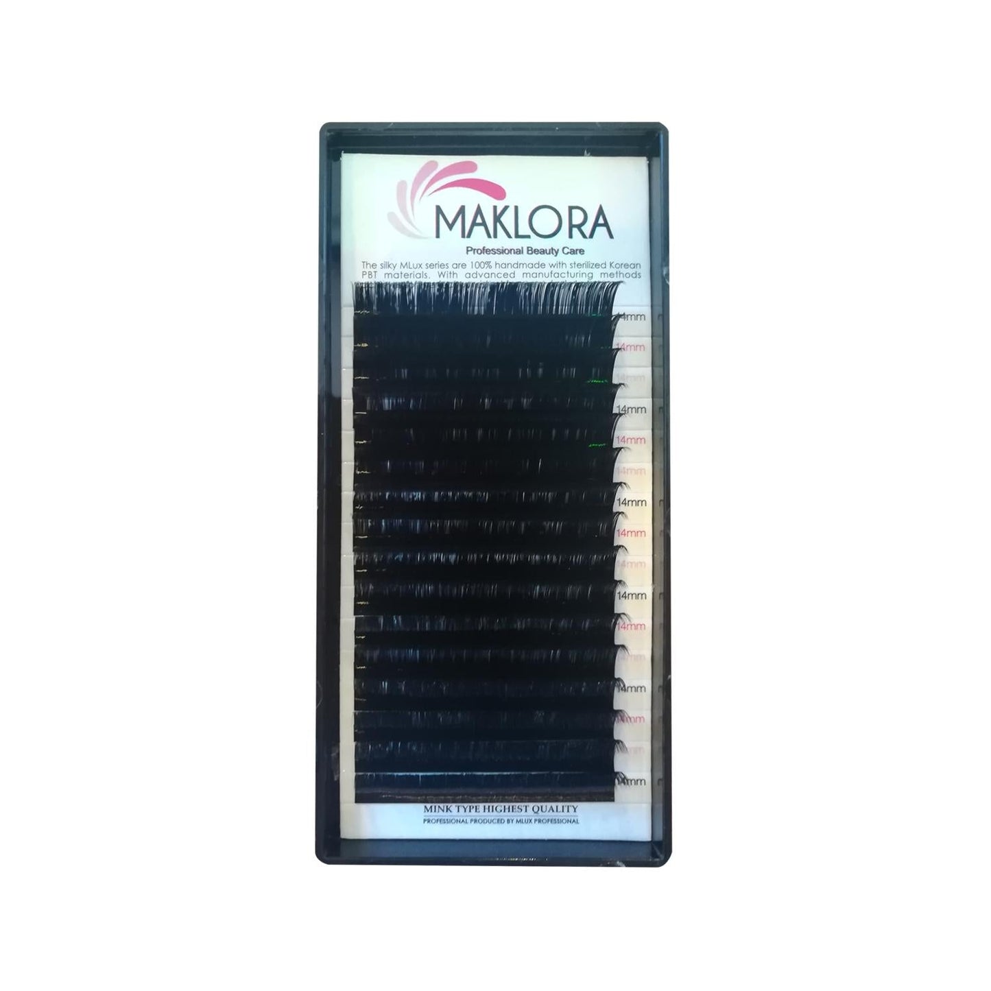 Maklora False Eyelashes, C Curl Shape, 0.10 Thickness, 14mm Length - Silk Material for Natural Look