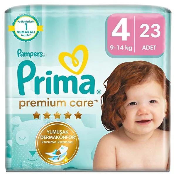 Prima Premium Care: Softest & Most Absorbent Baby Diapers, Maxi Size 4 (23 Count) | Pediatrician Recommended, Breathable for Sensitive Skin