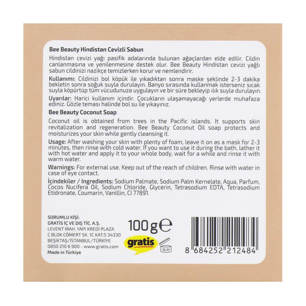 Bee Beauty Coconut Bar Soap Hydrating Cleanser 100g