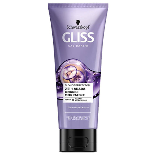 Gliss Blonde Perfector Purple Hair Mask: Anti-Brass, Color Correcting, & Peptide Repair for Blonde & Color Treated Hair