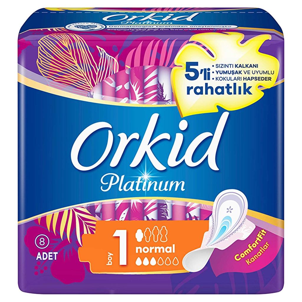 Orkid Platinum Normal Size 1 Sanitary Pads with Wings 8 Count