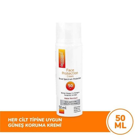 Dermoskin Sunscreen Cream Face Protection SPF50 50ml - Moisturizing, Water-Resistant, Sensitive Skin Friendly