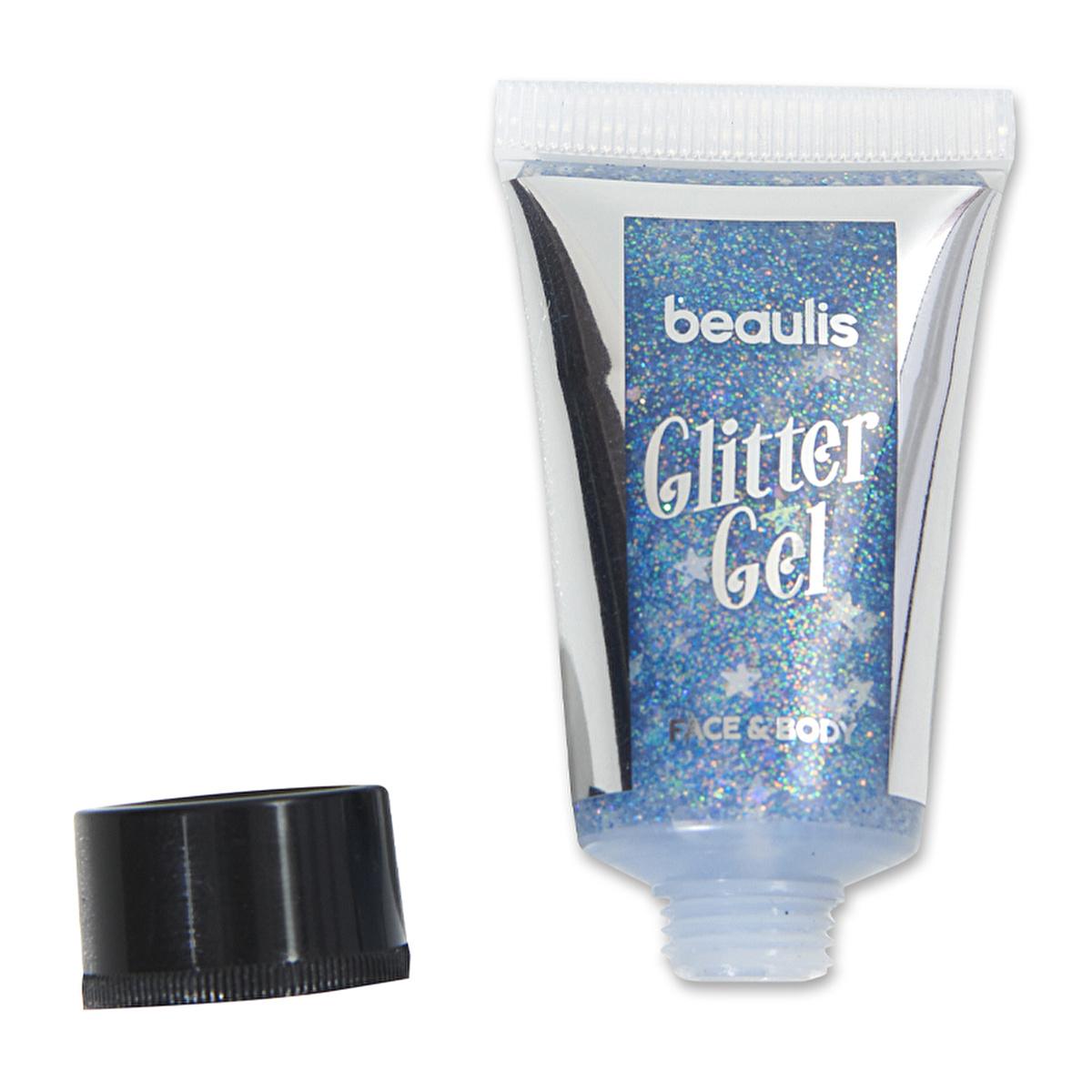 Beaulis Silver Star Glitter Gel - Face, Body Shimmer, Easy Application, Long-Lasting Sparkle - Perfect for Parties, Festivals, and Glitter Makeup