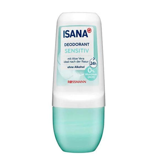Isana Aloe Vera Deodorant Roll On for Women - 24 Hour Protection, Aluminum-Free, Sensitive Skin Friendly