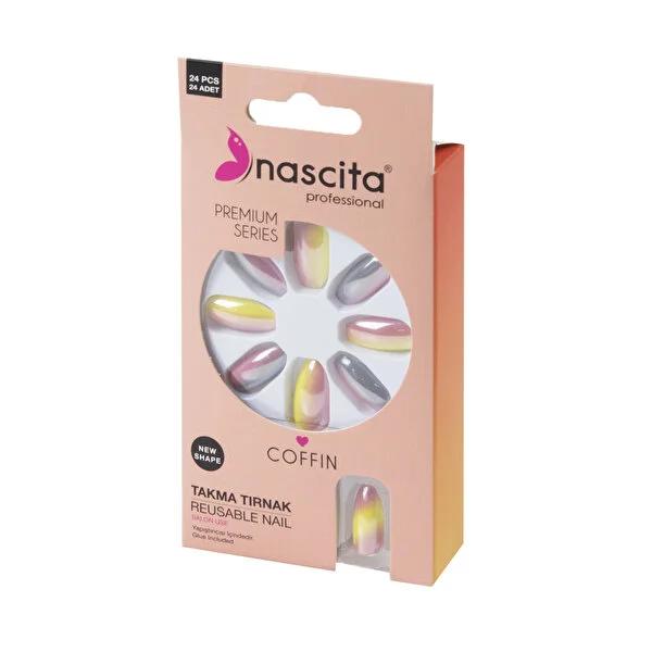 Nascita Premium Colorful False Nails - Coffin Shaped, 24-Piece Set, Model 184