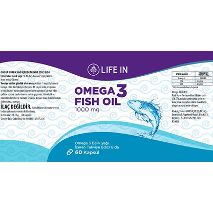 Life In Omega 3 Fish Oil 1000mg Dietary Supplement 60 Capsules