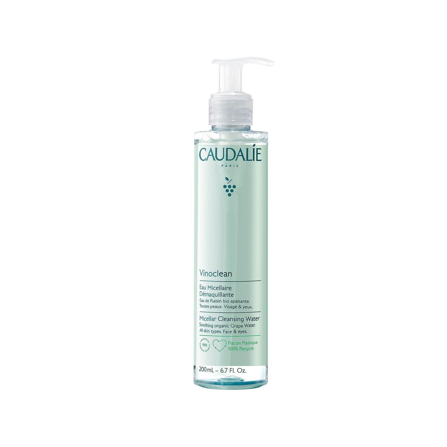 Caudalie Vinoclean Micellar Cleansing Water - Gentle Skincare for Sensitive Skin, 6.76 fl oz