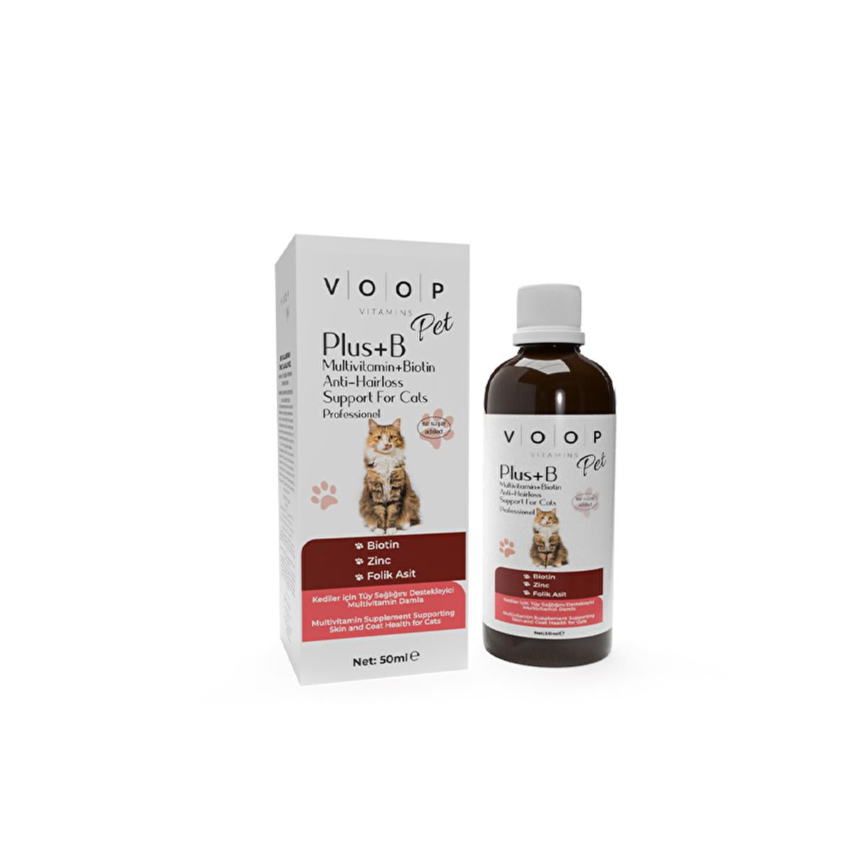 Voop Cat Fur Health Drops 50ml - Pet Supplement for Cats, Fur Health, Dermatological Support
