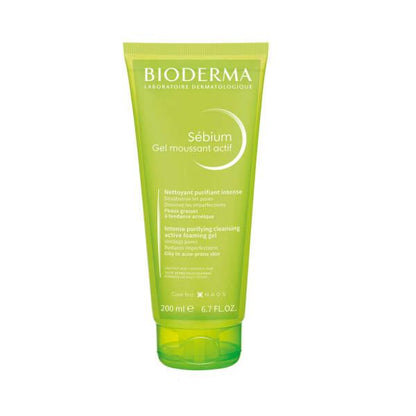 Bioderma Sebium Foaming Gel Active: Oil Control & Acne Defense - Gentle, Hypoallergenic Face Wash for Oily & Acne-Prone Skin (6.76 fl oz)