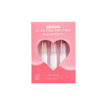 rom&nd Glasting Melting Balm Trio: Hydrating & Glossy Korean Lip Balm Set with Plant-Based Oils for Intense Moisturization