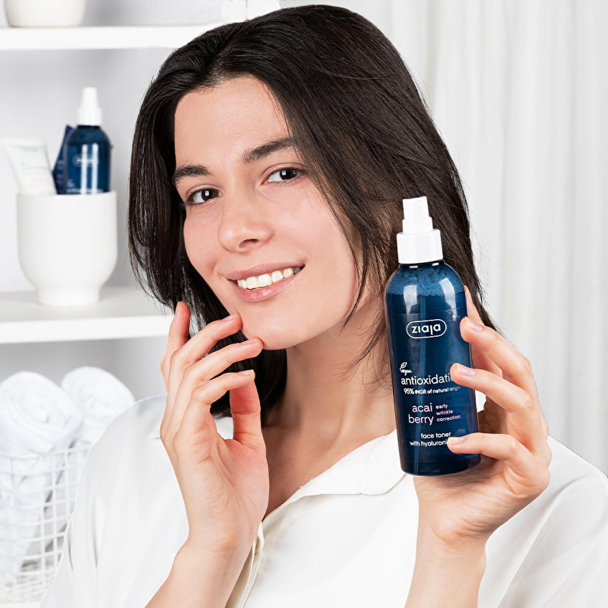 Ziaja Facial Toner with Hyaluronic Acid & Acai Berry Extract - Natural, Vegan Skincare for Hydration & Toning