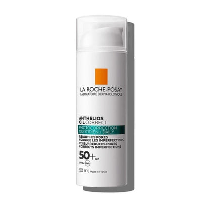 La Roche Posay Anthelios Oil Correct Cream SPF50+ Sunscreen for Oily Skin - Non-comedogenic, Broad-Spectrum UVA/UVB Protection