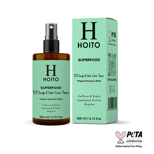 Hoito Organic Rosemary Hair Tonic: Superfood Anti-Hair Loss, Scalp Treatment, Color Protection, Frizz Control, Natural Hair Growth 200ml