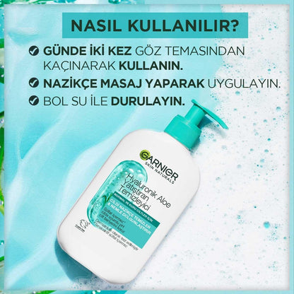 Garnier Hyaluronic Aloe Vera Facial Cleanser: Hydrating, Soothing Vegan Face Wash for Sensitive Skin - Sulfate-Free, 8.45 fl oz