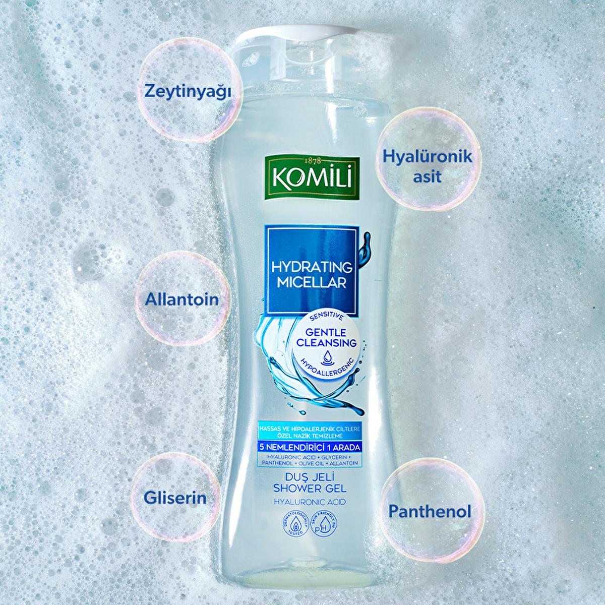 Komili Hydrating Micellar Shower Gel for Sensitive Skin - Gentle Cleansing & Moisturizing - 16.91 fl oz