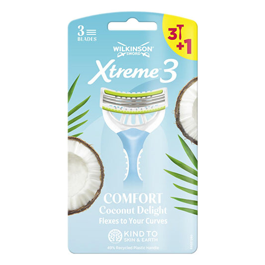 Wilkinson Sword Xtreme3 Comfort Coconut Delight 3-Blade Razor for Smooth Shaving