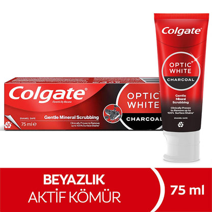 Colgate Optic White Charcoal Whitening Toothpaste: Remove Stains, Enamel Safe, Fresh Breath - For a Brighter, Whiter Smile.