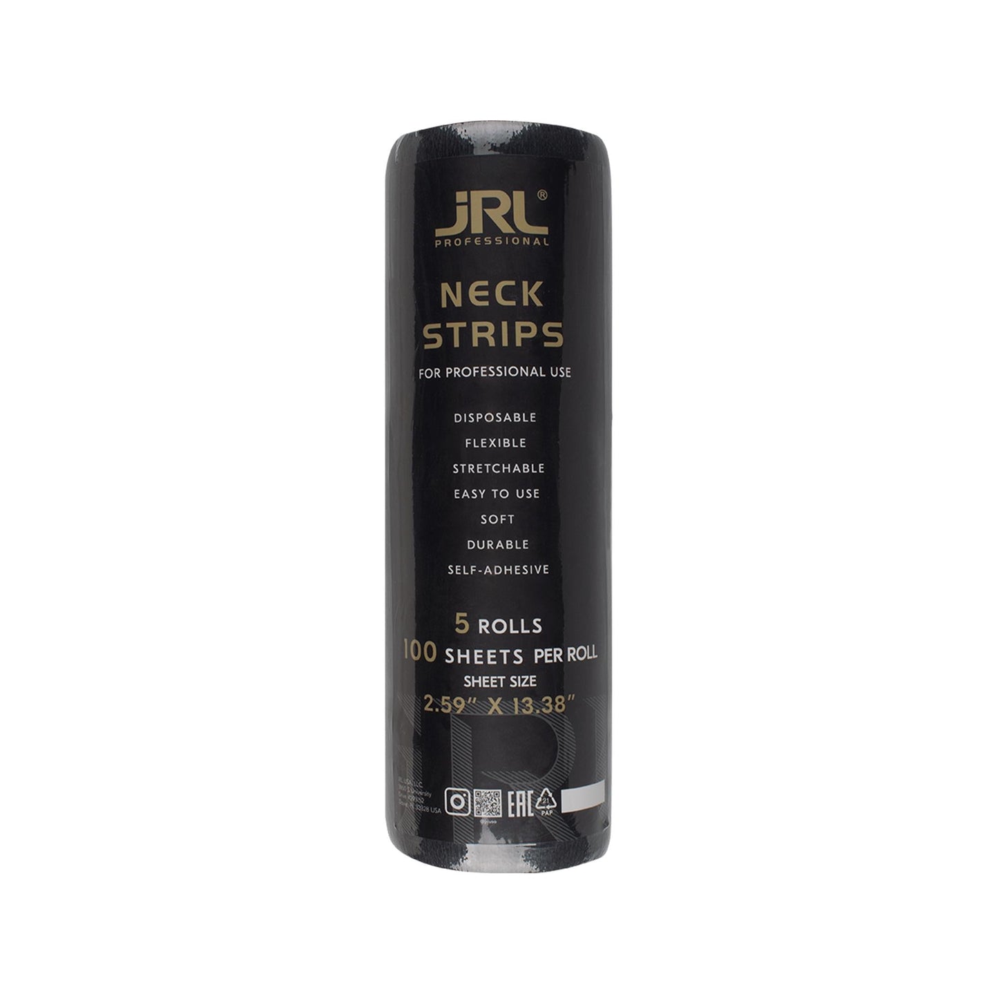 JRL Professional Black Neck Paper Rolls for Salons