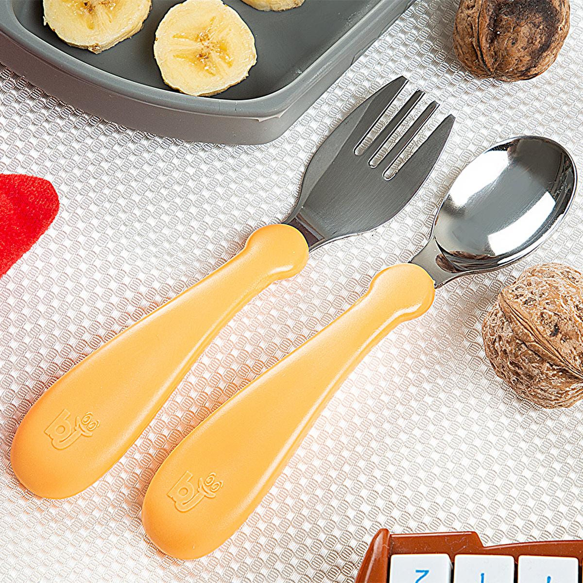 Babyjem Stainless Steel Baby Utensil Set - BPA Free, Ergonomic Design for Independent Eating