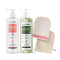 BodyLita Complete Renewal Shower Routine Set, Bath Loofah + Anti-Cellulite Body Wash + Multi-Peptide Body Wash, 3-Piece Bundle