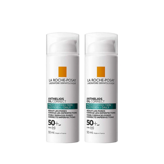 La Roche Posay Anthelios Oil Correct Face Sunscreen for Oily Skin - 50ml x2, Dermatologist Recommended