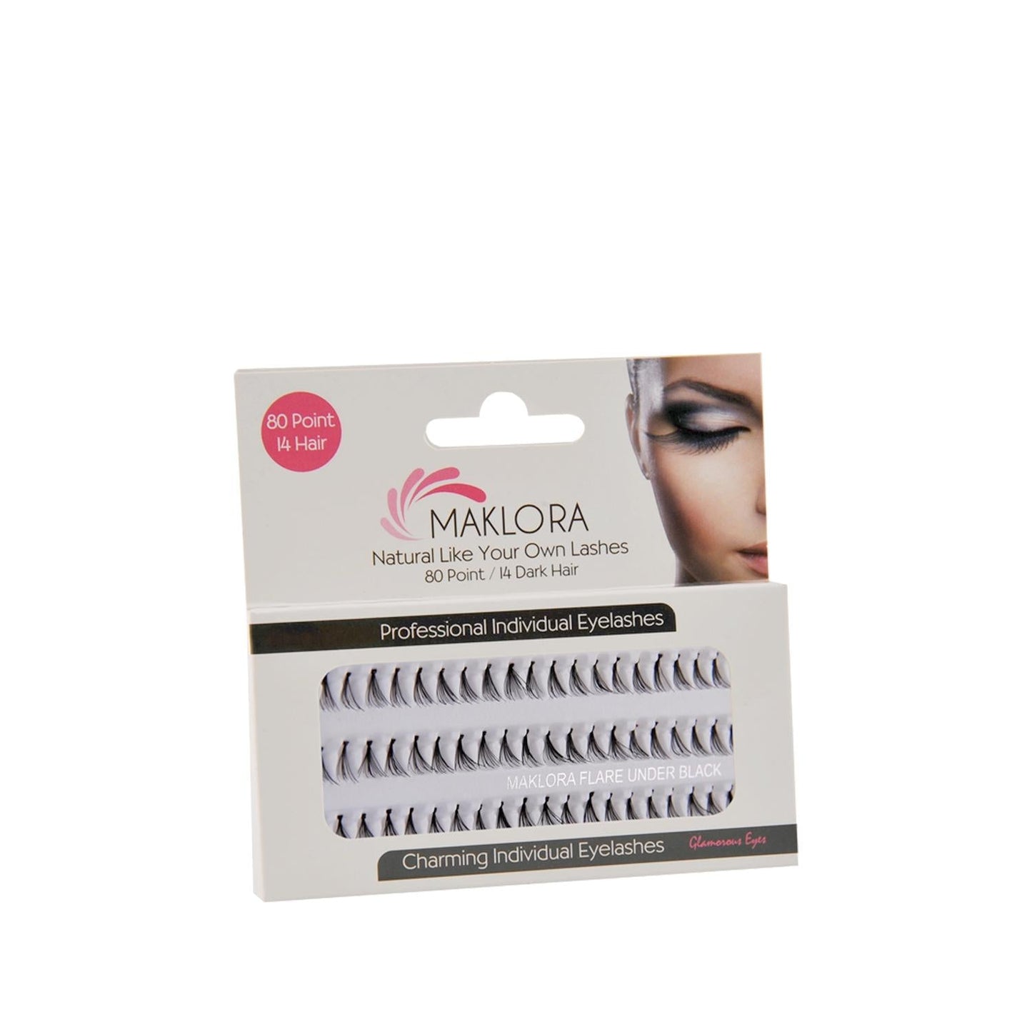 Maklora Natural Look False Eyelashes - 80 Individual Lashes, Medium Length, Black