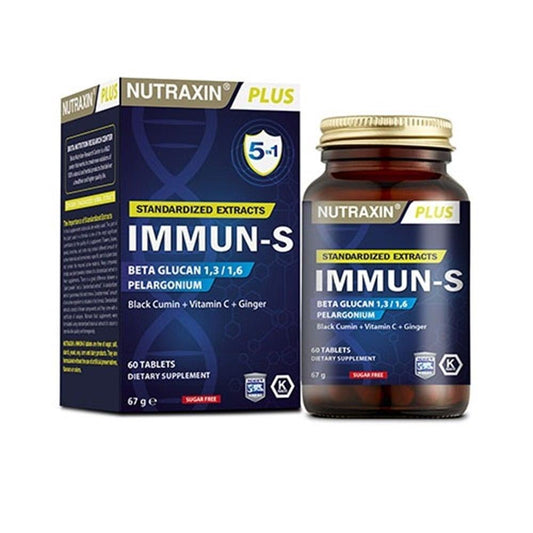 Nutraxin Immune Support Supplement - Boosts Immunity with Vitamin C, Beta Glucan, and Ginger - 60 Tablets