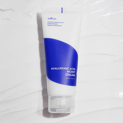 Isntree Hyaluronic Acid Moisturizing Cream - 10 Types HA for Intense Skin Hydration - K-Beauty Face Cream, Dermatologically Tested, 100ml