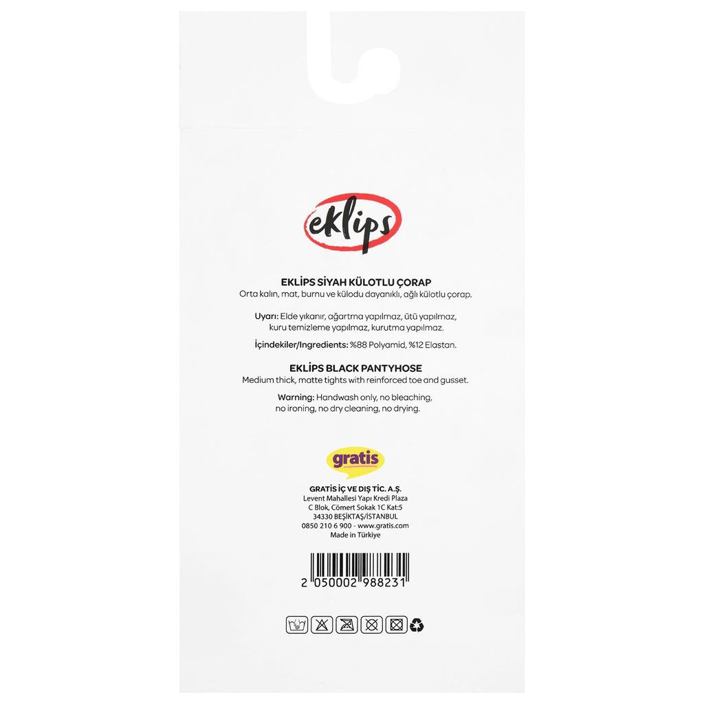 Eklips Black Pantyhose Classic Sheer Tights Size L