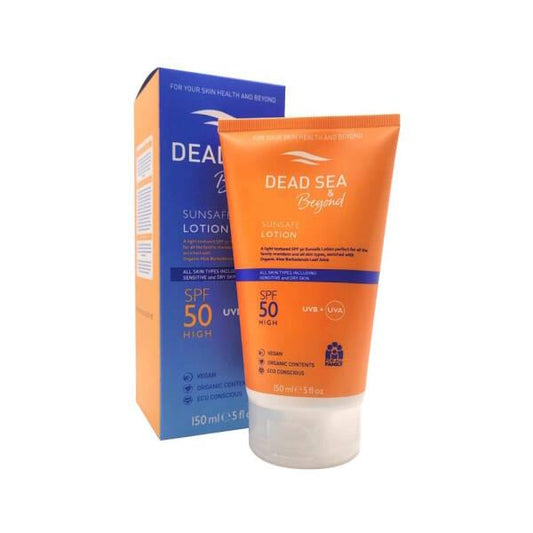 Dead Sea & Beyond Sunsafe SPF50 Sunscreen Lotion - Organic, Moisturizing, Face & Body Protection