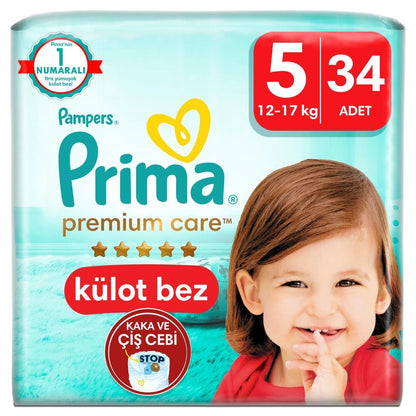 Prima Premium Care Pants Size 5 Diapers Junior Twin Pack 34 Count